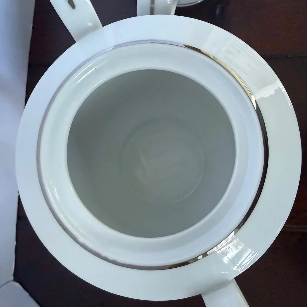 Vtg Gildhar Ltd Elegance Fine Porcelain Sugar Bowl and Creamer Silver Trim Japan